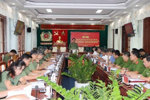 Đại tá Nguyễn Viết Giang, Ủy viên BTV Tỉnh ủy, Giám đốc Công an tỉnh, Trưởng Tiểu Ban ANTT phát biểu kết luận Hội nghị