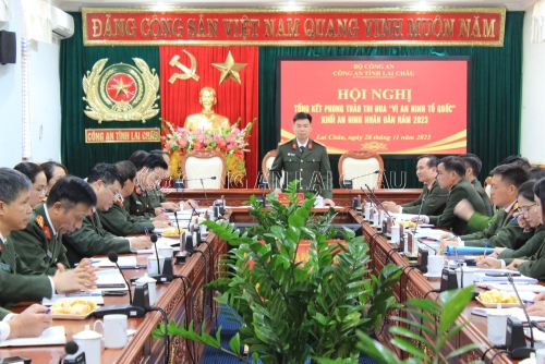 Đại tá Tao Văn Trường - Phó giám đốc Công an tỉnh phát biểu chỉ đạo Hội nghị