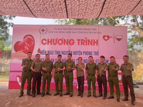 Công an huyện Phong Thổ tích cực hưởng ứng tham gia Ngày hội hiến máu tình nguyện đợt 1 năm 2024