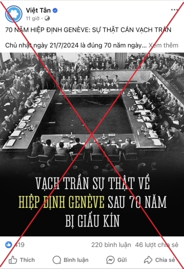 Ảnh chụp bài đăng trên trang Facebook “Việt Tân”