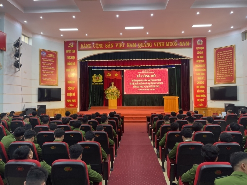 Lễ công bố Quyết định của Giám đốc Công an tỉnh về việc xuất ngũ đối với hạ sĩ quan nghĩa vụ hết hạn phục vụ tại ngũ năm 2023