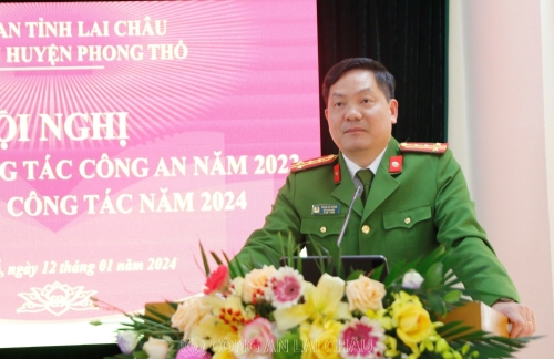 Đại tá Phạm Hải Đăng - Phó Giám đốc Công an tỉnh phát biểu chỉ đạo tại Hội nghị