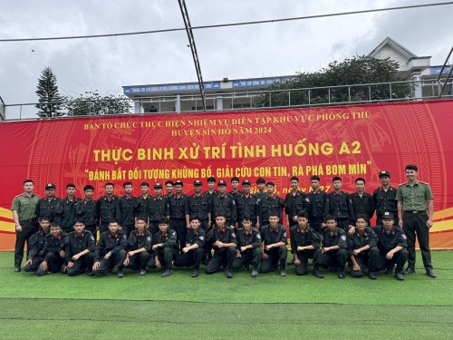 Diễn tập KVPT huyện Sìn Hồ: Xuất sắc thực binh phương án đánh bắt khủng bố, giải cứu con tin, xử lý bon mìn