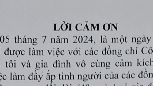 Xúc động lá thư cảm ơn của gia đình nạn nhân gửi lực lượng Công an