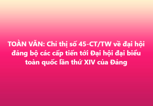 Toàn văn: Chỉ thị số 45-CT/TW của Bộ Chính trị về đại hội đảng bộ các cấp tiến tới Đại hội đại biểu toàn quốc lần thứ XIV của Đảng