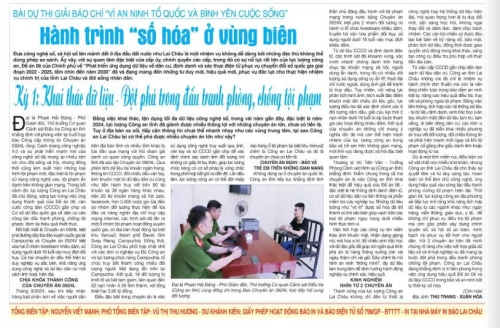 Bài dự thi Giải Báo chí “Vì an ninh Tổ quốc và bình yên cuộc sống”