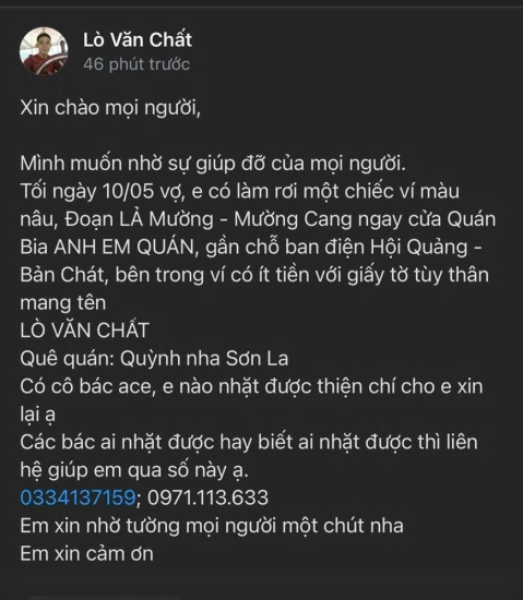 Công an xã Mường Cang hỗ trợ công dân tìm lại tài sản
