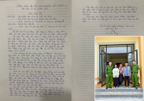Ông Vừ Súa Dông thay mặt gia đình cảm ơn các cán bộ, chiến sĩ Công an đã giải cứu con gái là cháu Vừ Thị Sua khỏi các đối tượng lừa đảo, khống chế đòi tiền chuộc.