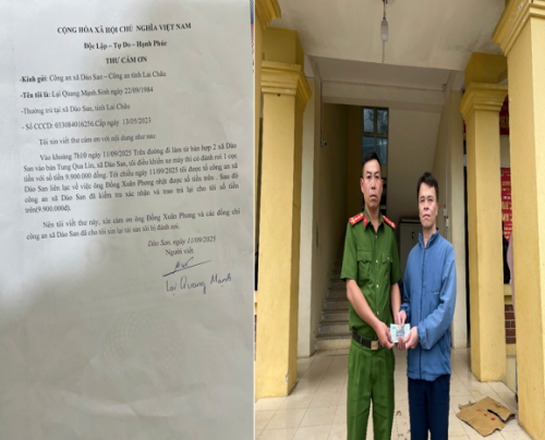 Công an xã Dào San hỗ trợ người dân tìm lại tài sản bị đánh rơi