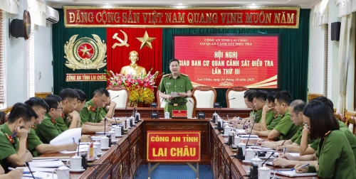 Đại tá Phạm Hải Đăng – Phó Giám đốc Công an tỉnh, Thủ trưởng Cơ quan CSĐT chủ trì hội nghị