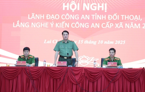 Thiếu tướng Nguyễn Viết Giang - Giám đốc Công an tỉnh phát biểu khai mạc Hội nghị