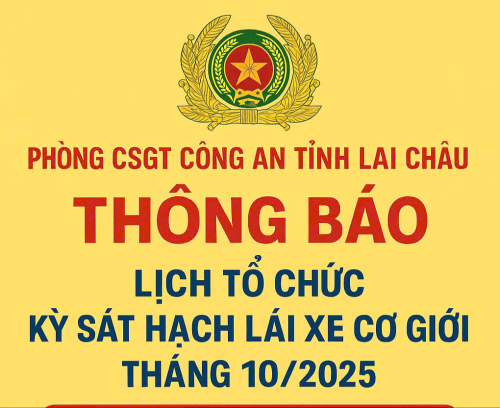 Thông báo tổ chức kỳ thi sát hạch lái xe cơ giới Tháng 10/2025