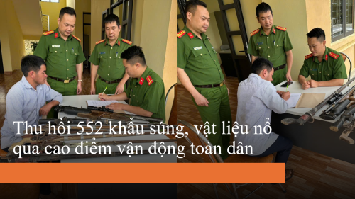 Thu hồi 552 khẩu súng, vật liệu nổ qua cao điểm vận động toàn dân