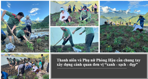 Thanh niên và Phụ nữ Phòng Hậu cần chung tay xây dựng cảnh quan đơn vị “xanh - sạch - đẹp”