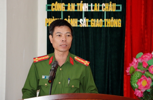 Đại tá Lê Anh Hưng – Phó Giám đốc Công an tỉnh phát biểu chỉ đạo tại Lễ khai giảng.