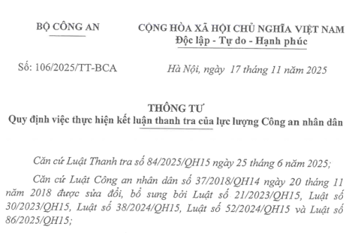 Bộ Công an ban hành Thông tư 106: Siết chặt kỷ luật, đảm bảo thực hiện nghiêm túc kết luận thanh tra