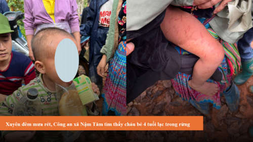 Xuyên đêm mưa rét, Công an xã Nậm Tăm tìm thấy cháu bé 4 tuổi lạc trong rừng
