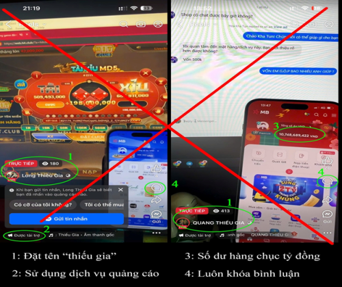 Cảnh báo thủ đoạn lừa đảo qua Livestream “kéo tiền” chơi tài – xỉu trên không gian mạng