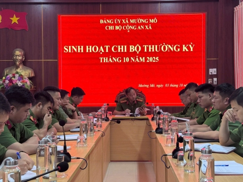 Chi bộ Công an xã Mường Mô tổ chức sinh hoạt chi bộ thường kỳ