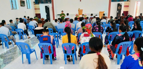Công an xã khun há đẩy mạnh tuyên truyền phòng, chống khai thác vàng trái phép tại bản ngài thầu cao