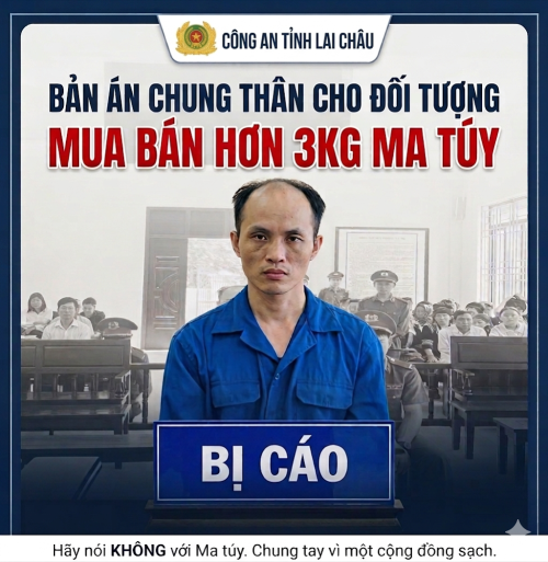 Bản án Chung thân cho đối tượng mua bán hơn 3kg ma túy
