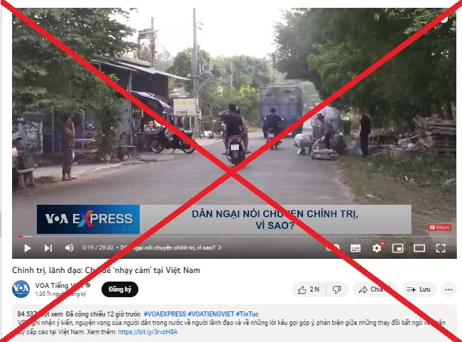 Ảnh chụp video có nội dung xuyên tạc của kênh youtube VOA Tiếng Việt