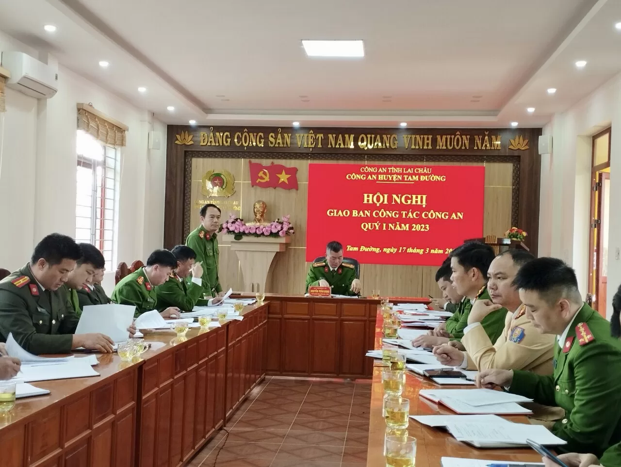Công an huyện Tam Đường tổ chức Hội nghị giao ban công tác Công an Quý I năm 2023