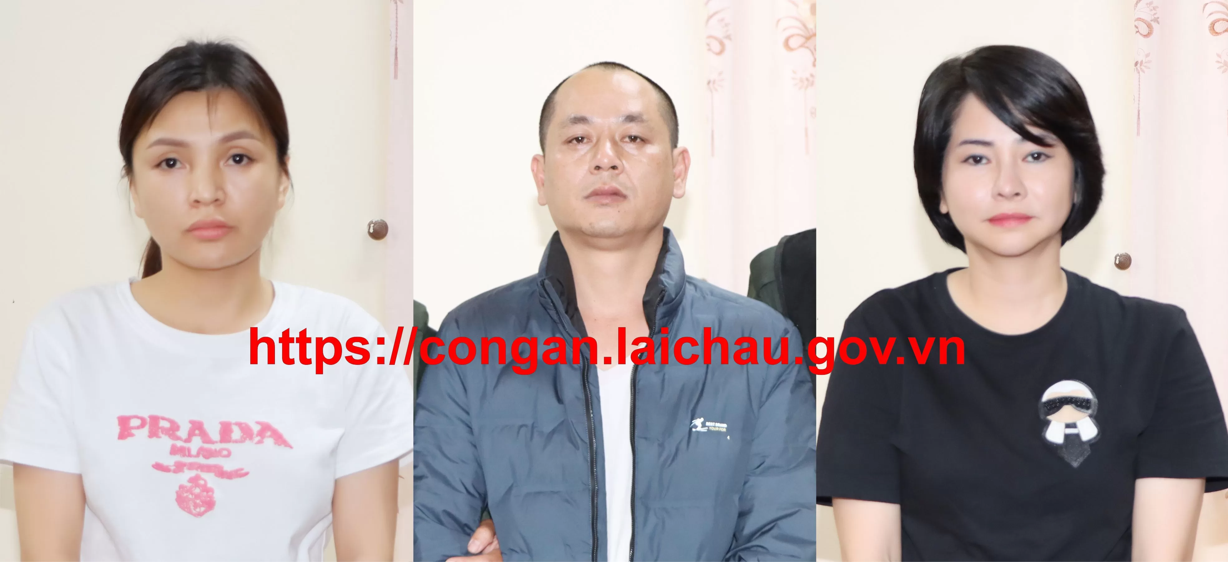 Đối tượng Nguyễn Minh Hải (giữa), đối tượng Nguyễn Thị Tú Uyên (áo đen) và Đặng Thị Xuân (áo trắng)