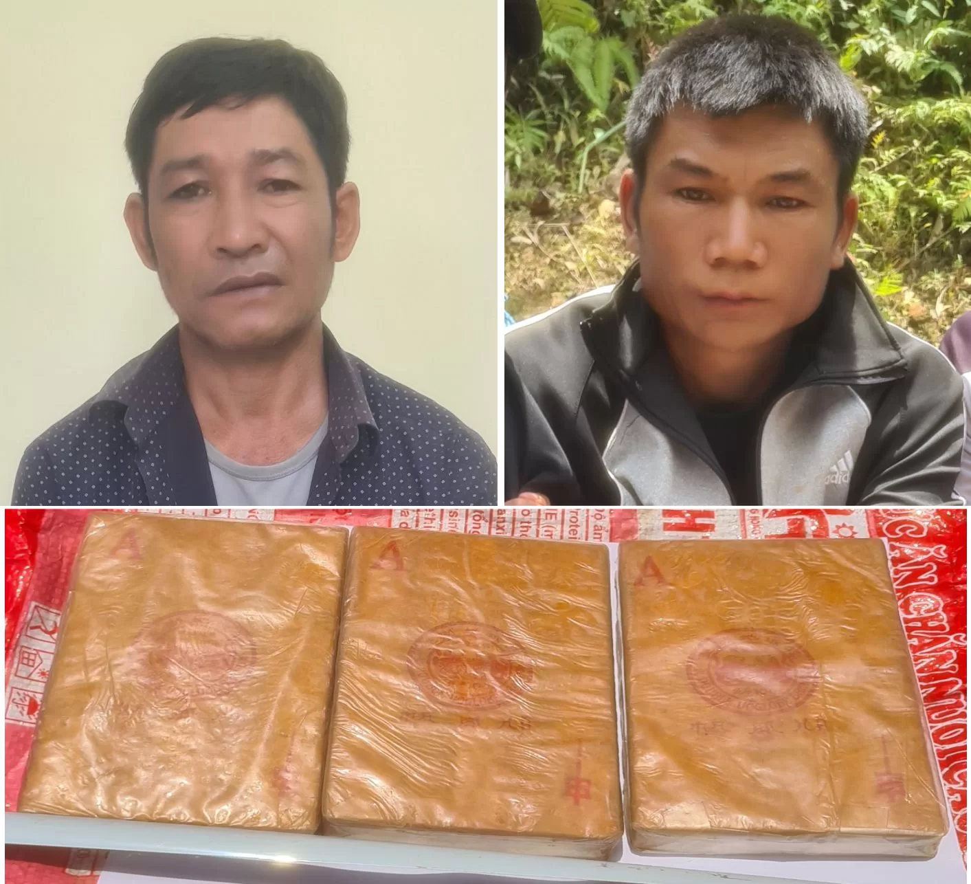 Hai đối tượng Lý Go Hừ và Chang Che Xá cùng 03 bánh Hêrôin