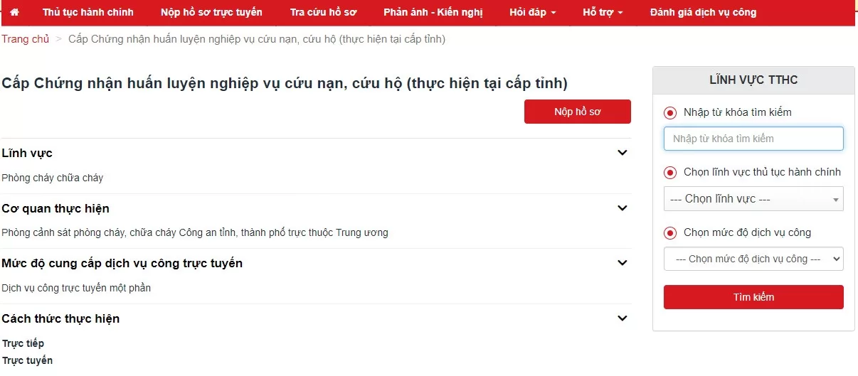 Hướng dẫn nộp hồ sơ cấp chứng nhận huấn luyện nghiệp vụ cứu nạn, cứu hộ(thực hiện tại cấp tỉnh)
