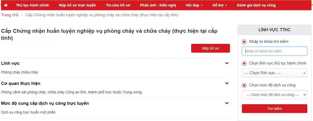 Hướng dẫn nộp hồ sơ Cấp Chứng nhận huấn luyện nghiệp vụ phòng cháy và chữa cháy (thực hiện tại cấp tỉnh)
