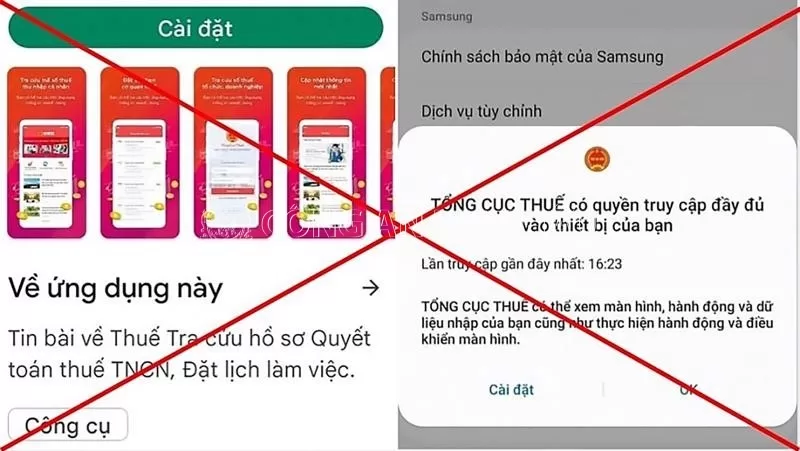 Giả mạo các ứng dụng của Chính phủ, Tổng Cục thuế, Bộ Tài Chính