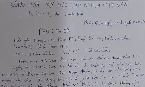 CAX Phìn Hồ giúp đỡ một cháu bé lạc đường về với gia đình