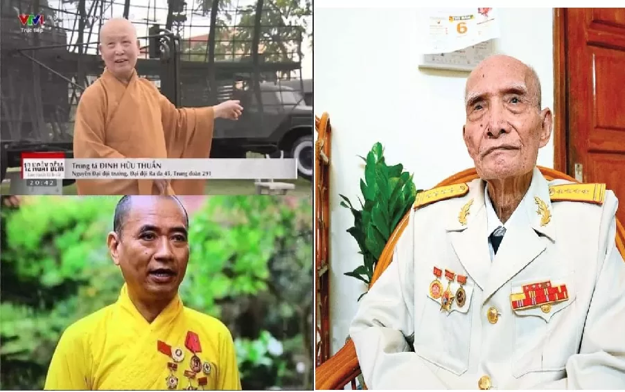 Ảnh: Trung tá Đinh Hữu Thuần (pháp danh Đại đức Thích Chánh Tuệ) và Đại tá Đinh Thế Hinh (pháp danh Đại đức Thích Pháp Lữ) những nhà sư tham gia kháng chiến