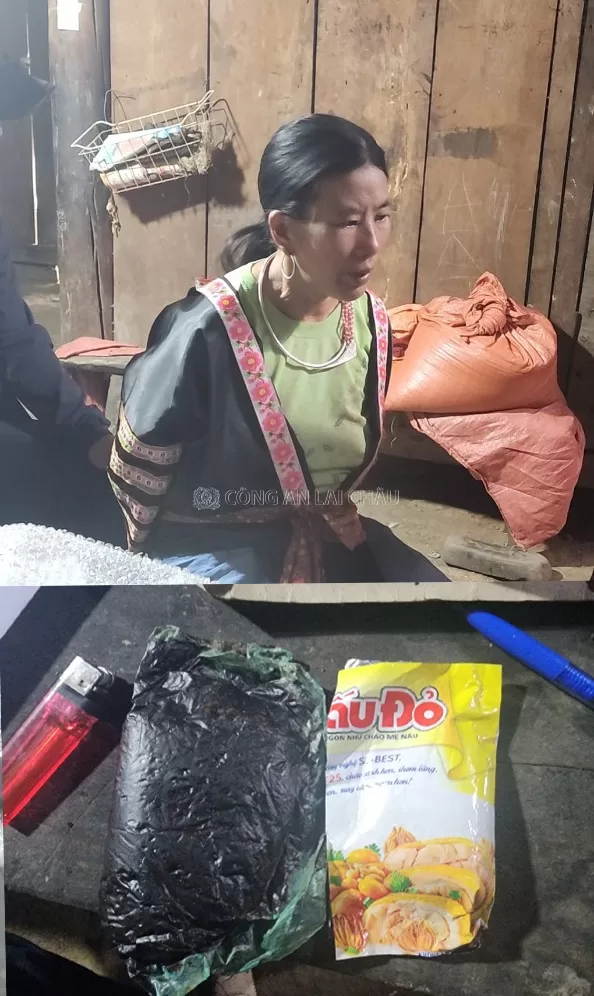 Đối tượng Giàng Thị Cở cùng tang vật