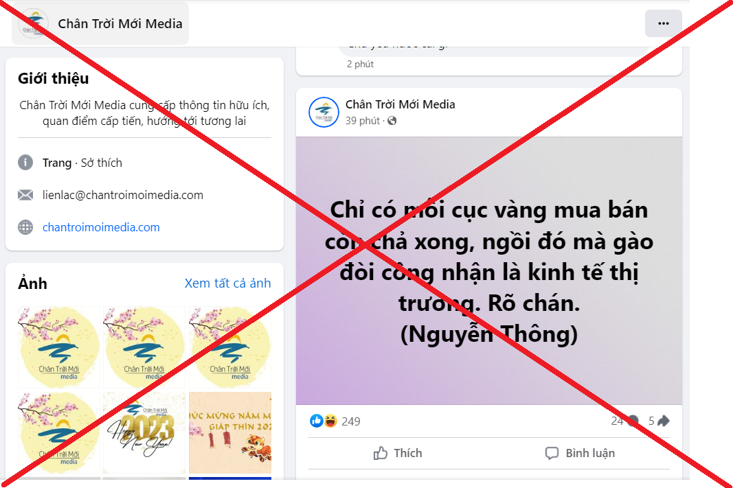 Ảnh chụp bài đăng của trang facebook “Chân Trời Mới Media” (đăng ngày 08/8/2024)