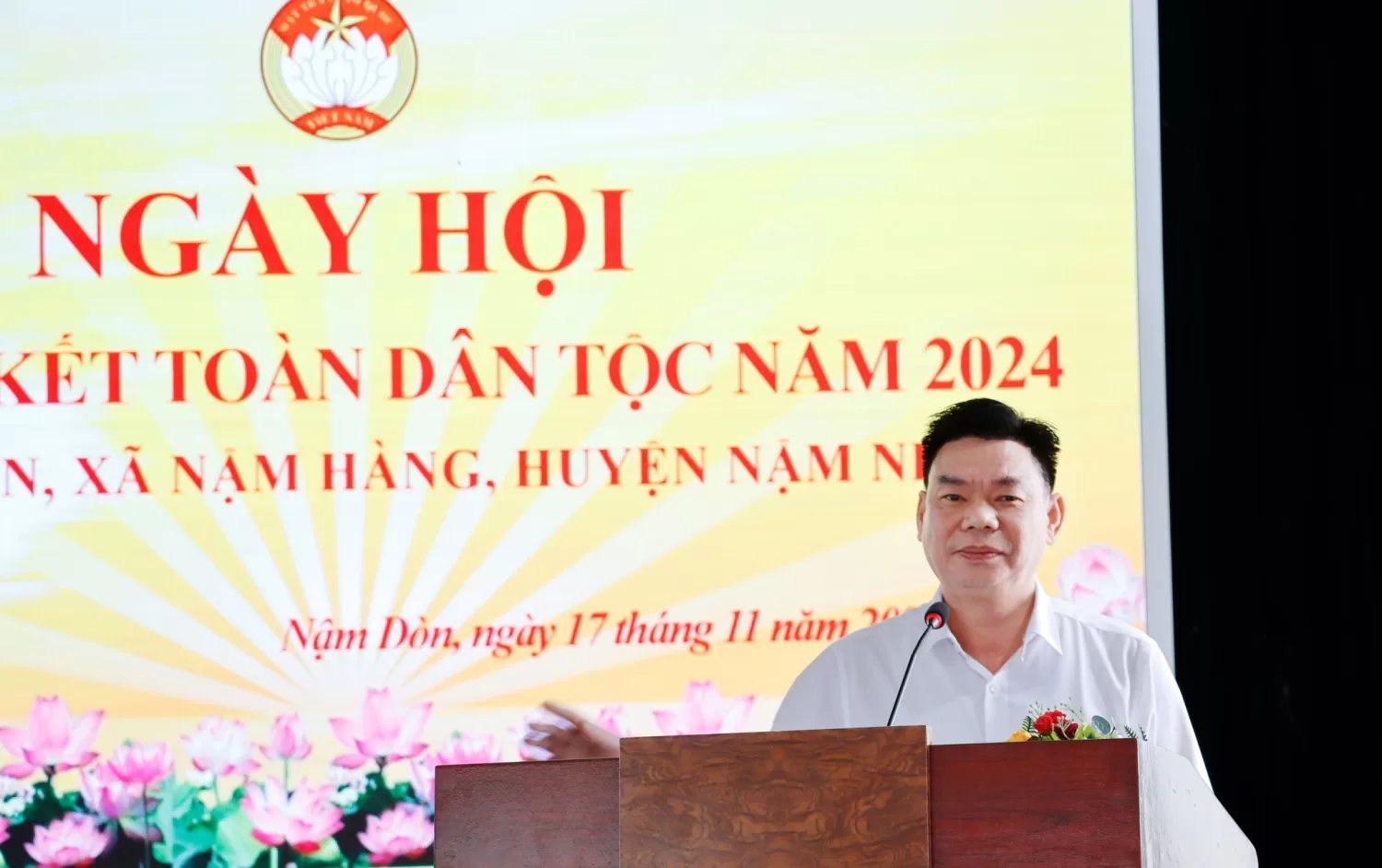 Đại tá Tao Văn Trường - Phó Giám đốc Công an tỉnh phát biểu tại ngày hội