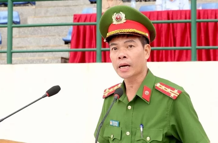 Đại tá Lê Anh Hưng - Phó giám đốc Công an tỉnh Trưởng Ban Tổ chức giải phát biểu khai mạc.