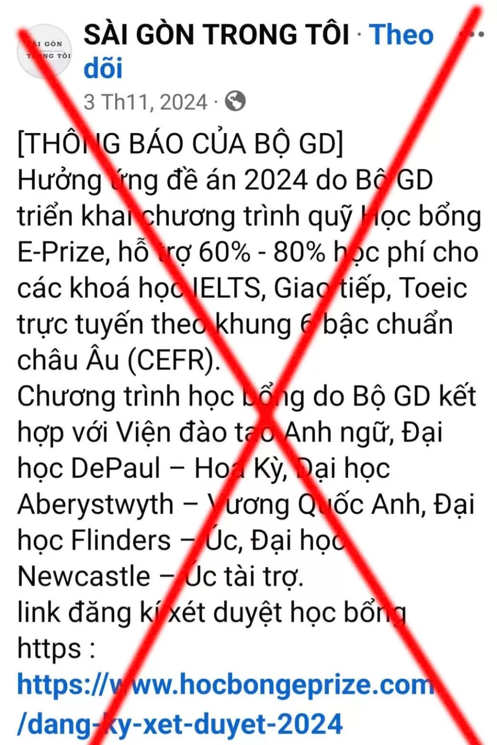 Cảnh báo thủ đoạn mạo danh Bộ Giáo dục và Đào tạo tổ chức các cuộc thi để lừa đảo chiếm đoạt tài sản