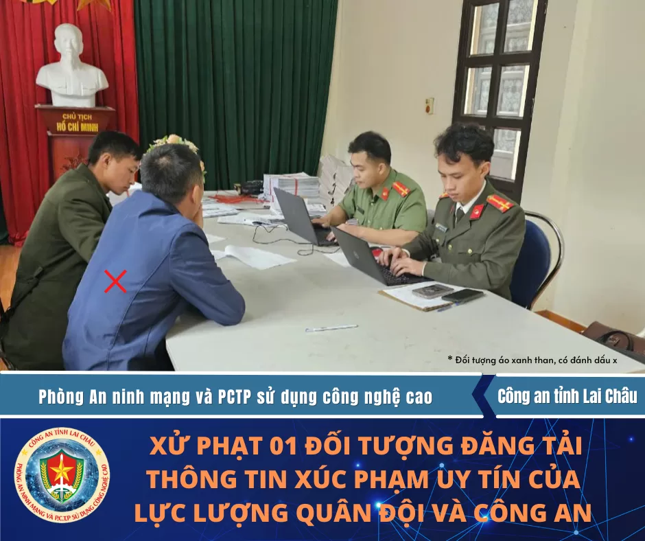 Xử phạt 01 đối tượng đăng tải thông tin xúc phạm uy tín của lực lượng Quân đội và Công an