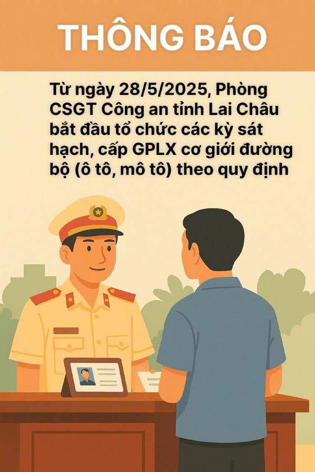 Thông báo về việc tiếp nhận hồ sơ sát hạch lái xe cơ giới đường bộ