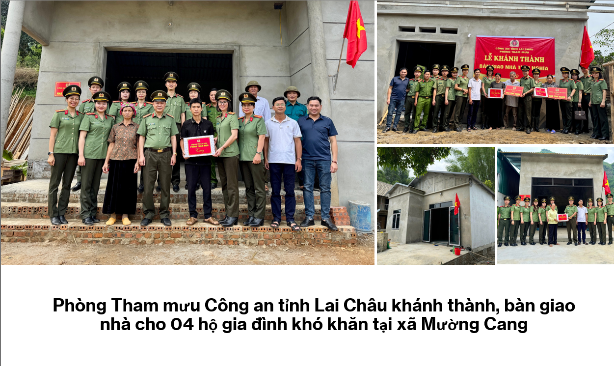 Phòng Tham mưu khánh thành, bàn giao nhà cho 04 hộ gia đình khó khăn tại xã Mgường Cang