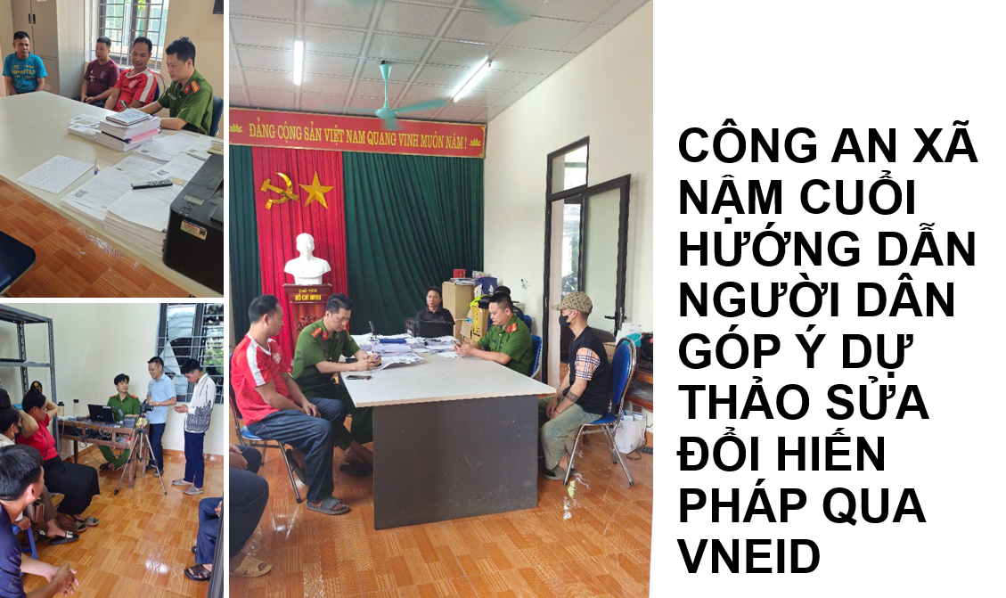 Công an xã Nậm Cuổi hướng dẫn người dân góp ý dự thảo sửa đổi Hiến pháp qua VNeID