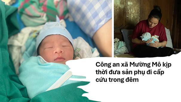 Công an xã Mường Mô kịp thời đưa sản phụ đi cấp cứu trong đêm