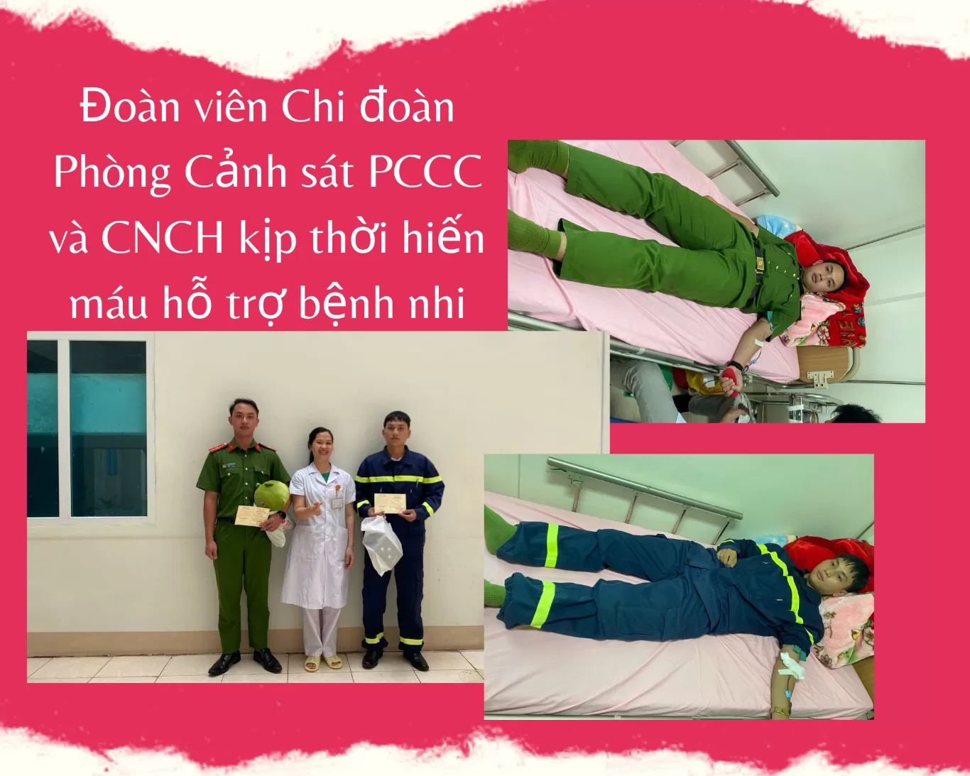 Hai đoàn viên Chi đoàn Phòng Cảnh sát PCCC và CNCH kịp thời hiến máu cứu người