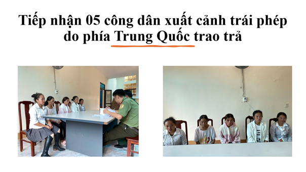 Tiếp nhận 05 công dân xuất cảnh trái phép do phía Trung Quốc trao trả
