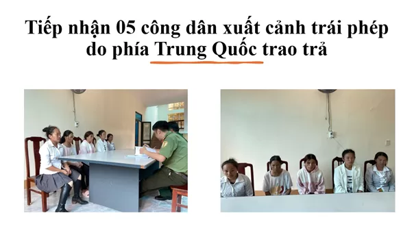Tiếp nhận 05 công dân xuất cảnh trái phép do phía Trung Quốc trao trả