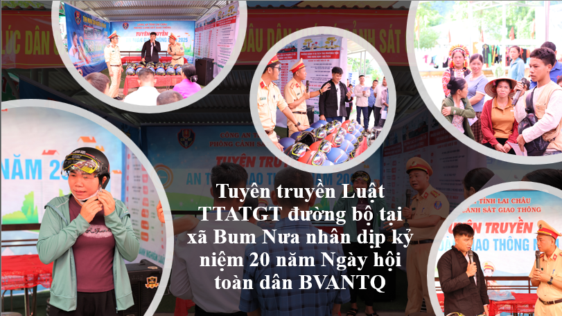Tuyên truyền Luật TTATGT đường bộ tại xã Bum Nưa nhân dịp kỷ niệm 20 năm Ngày hội toàn dân BVANTQ
