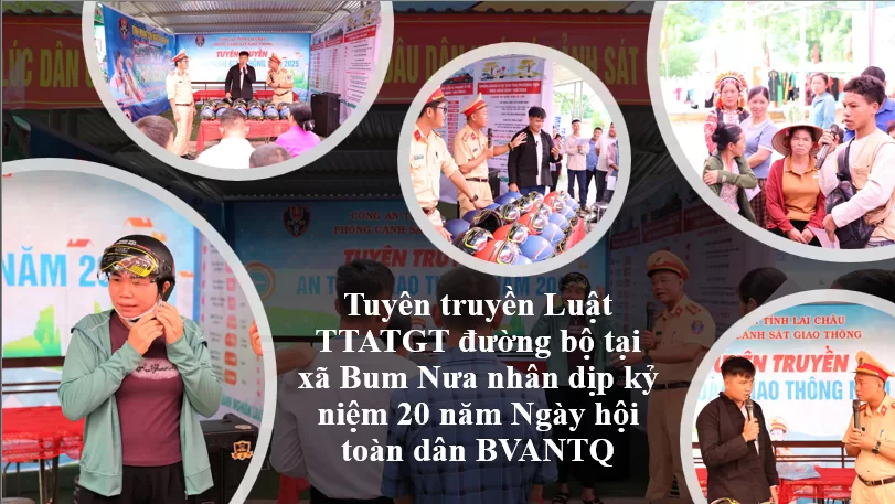 Tuyên truyền Luật TTATGT đường bộ tại xã Bum Nưa nhân dịp kỷ niệm 20 năm Ngày hội toàn dân BVANTQ
