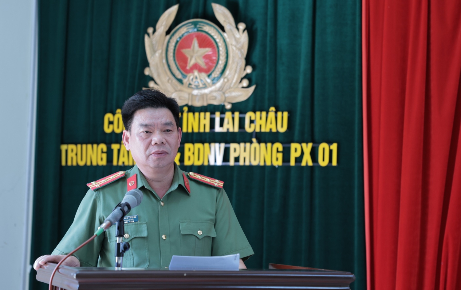Đại tá Tao Văn Trường - Phó Giám đốc Công an tỉnh phát biểu chỉ đạo